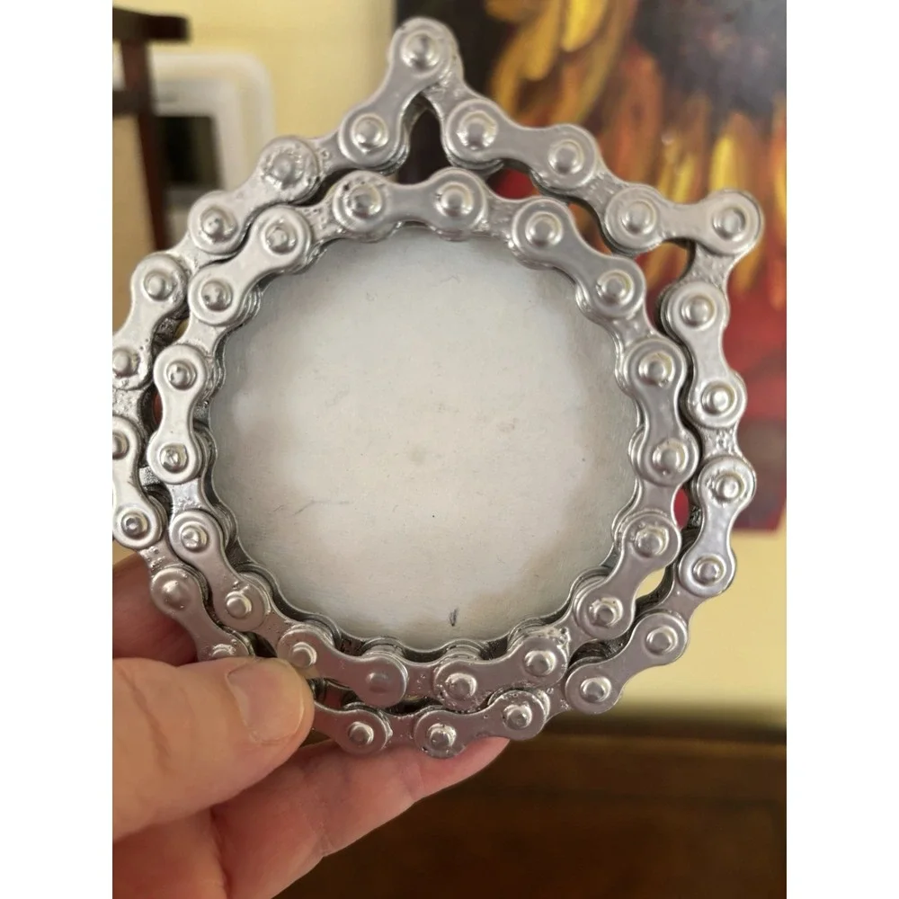 Bicycle Metal Chain Picture Frame Small Photo Artist Created - Real Chain
